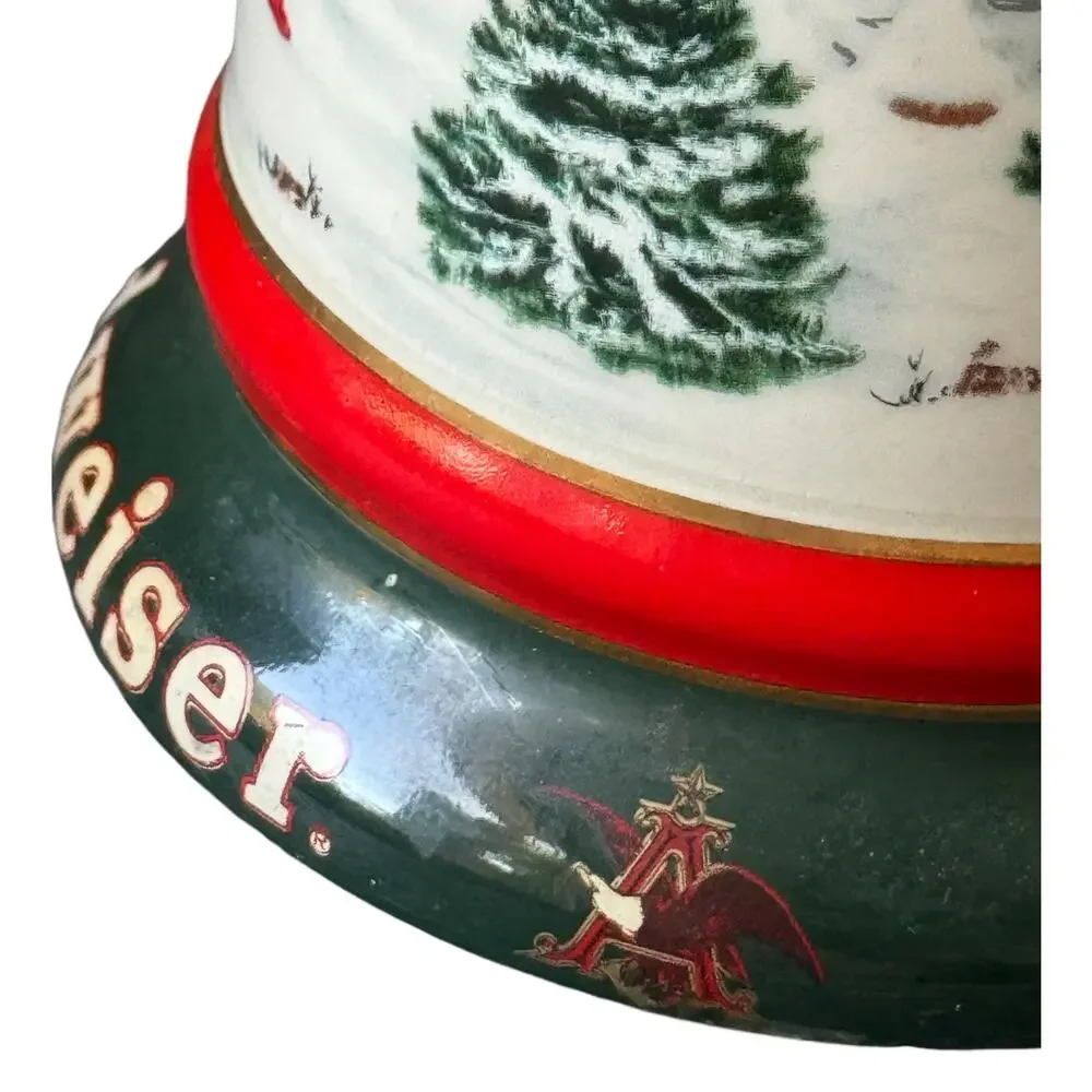 Budweiser 1991 Beer Holiday Stein No Handle Clydesdales Christmas Collectible